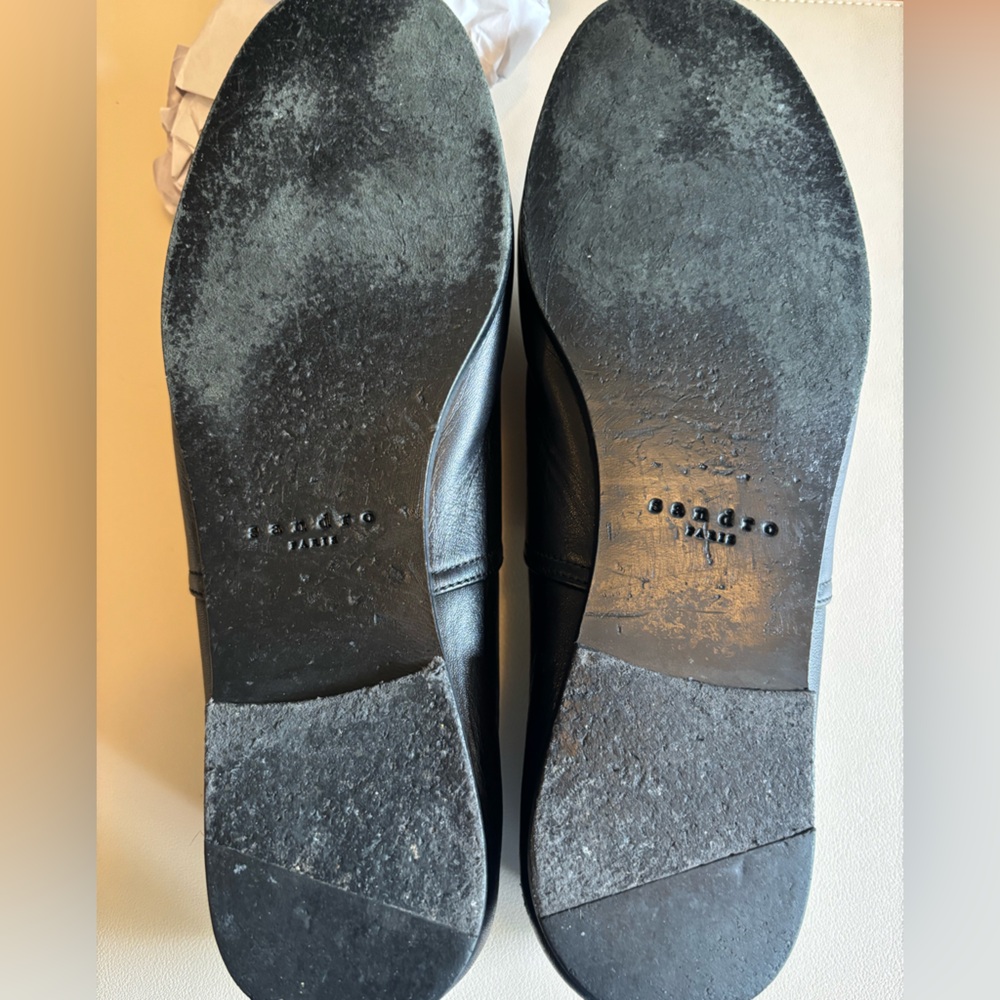 Sandro Black Leather Men's Slip-On Loafers - Picture 5 of 8